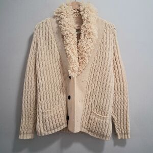 Una O'Neill Hand Loomed Ireland Irish Vintage Wool Fisherman Sweater Medium READ